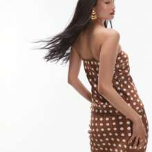 Women's Polka Dot Line Neck Sleeveless Loose Bottom Strapless Top Is Suitable For Travel Party Dance - Màu Khaki - Xem 2