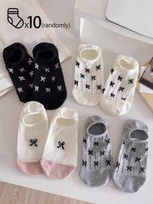 1/3/5/10 Pairs Women's Invisible Short Socks, White Socks, Cute Socks, Black Socks, Cartoon Pattern, Breathable Design, Moisture-Wicking, Soft And Smooth, Suitable For Various Occasions Like Festivals, Sports, Casual, Business, All Seasons, Random Color Combinations - Multicolor - View 14