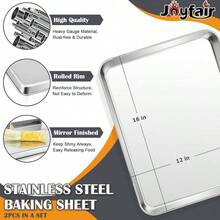 2Pcs Baking Sheet Pan Set, Joyfair Stainless Steel Cookie Sheets, Commercial Metal Pans Toaster Oven Tray Bakeware Roll/Bread/Bacon, Heavy Gauge, Rust-& Dishwasher Safe (9 Inch) - 16 inch - Xem 5