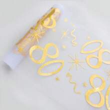 Camino de mesa para cumpleaños de 18 años, aproximadamente 10 m de largo, con texto "Feliz 18" en dorado, adecuado para decoración de mesa de fiesta de cumpleaños de 18 años para chicos, chicas y hombres.