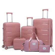 6pcs Set PP Zipper Fashion Travel Trolley Suitcase Unique Highly-Rated Luggage With Spinner Wheels + Travel Bag, Suitable For Teens, Casual Outdoor, Athletic, Vacation, Travel, Graduation Gifts, Birthday Outfit Accessories