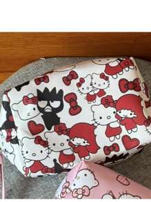 Sanrio Waterproof Makeup Bag, Cute Printed Large Capacity Handbag, Portable Toiletries And Storage Bag