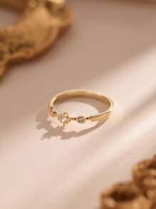 1枚925纯银精美立方氧化锆八角星戒指，适合女士日常通勤佩戴，也可作为装饰戒指或派对配饰，高品质女士戒指，优雅珠宝礼品。 - 金色 - 查看 7