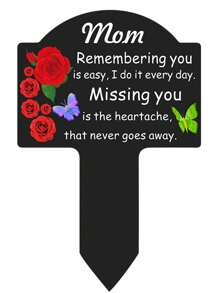 YAFITYES 1pc Garden Memorial Stake For Mom/ Dad/ Brother/ Mom & Dad/ Husband/ Wife/ And Other Loved Ones, Flower Butterfly Theme Weatherproof Plastic Grave Marker For Cemetery Decorations - Black - View 15