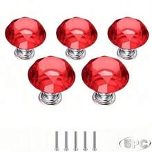 10 peças de maçanetas de armário de vidro de cristal, maçanetas de porta de móveis de cômoda, puxadores de gaveta, gaveta em formato de diamante de 30 mm, para guarda-roupa e armário, puxadores de maçanetas de armário, puxadores de maçanetas de gaveta de cozinha com parafusos
