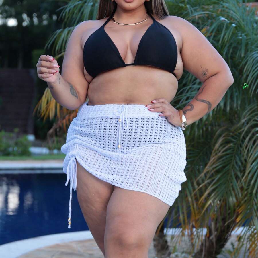 Plus Size Skirt Beach Cover-Up - White - View 1
