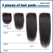 2pcs Clip-In Synthetic Hair Extensions, Invisible Root Fluffy Straight Clip-In Hair Pieces, Top Hairpiece Pad To Add Volume, Suitable For Men And Women, Easy To Use