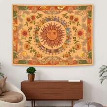 1 peça tapeçaria amarela de sol e lua, tapeçaria vintage boho para pendurar na parede com girassóis, borboletas, mariposas, constelação, tapeçarias de parede estéticas para quarto, dormitório, sala de estar, presentes de aniversário, formatura, decoração de quarto, decoração de parede, decoração de quarto, arte de parede, pôster, decoração de casa, sala de estar, tapeçaria para quarto, bandeira, decoração de quarto