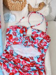 Women's One-Piece Swimwear Set, Printed Long Dress Fashionable Beach Resort Summer Swimwear