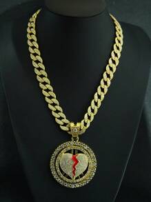 1 件全新旋转心形吊坠，独特个性化嘻哈男士珠宝，适合日常佩戴和派对 - 可旋轉愛心 - 查看 15