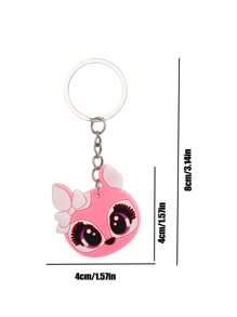 1/6 Piezas Llavero con colgante de anillo de hierro/plástico de niño y niña con diseño de gato de dibujos animados, lindo accesorio decorativo para equipaje, pequeño regalo para familiares y amigos - A - Ver 3