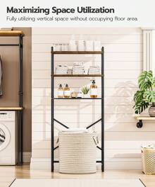 HOOBRO Over The Toilet Storage, 3-Tier Over Toilet Bathroom Organizer, Freestanding Above Toilet Shelf With Adjustable Feet, Space Saving, Easy Assembly - 棕色 - 查看 3