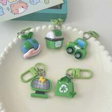 5pcs/Set Cartoon Green Keychain, Versatile Creative Bag Pendant, Couples & Best Friend Gift, Student Novelty Decoration