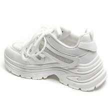Platform Sneakers With Rhinestones And Sculpted Details – Street Look And Comfort Guaranteed - White - View 3