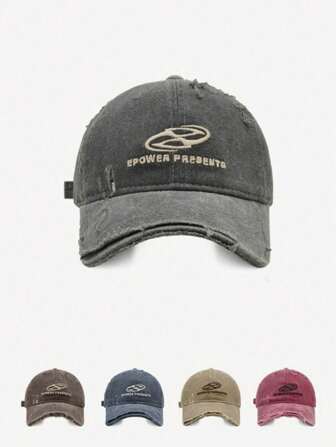 1pc Women Embroidered Distressed Vintage Baseball Cap, Fashionable Streetwear Suitable For Daily Wear And Outdoor Sun Protection