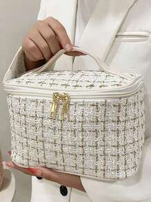 1pc Large Capacity Waterproof Cosmetic Bag, Suitable For Travel And Organizing Cosmetics And Brushes, Toiletry Bag, Makeup Bag For Travel, Dorm Essentials, Back To School, Women And Girl Students, Handheld With Zipper Closure, Fit For Lipsticks, Brushes, Phones, Coins, Home, Travel And School Use, Makeup Organizer Makeup Case Summer Travel, Vacation Home Bathroom Decor Holiday Makeup Organizer Bathroom Accessories - Multicolor - View 12