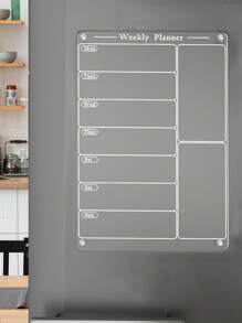 1 pieza Pizarra magnética semanal de acrílico con plan de menú (incluye 6 bolígrafos magnéticos borrables en seco), pizarra blanca reutilizable, planificador semanal, pizarra de menú, pizarra de mensaje transparente y borrable