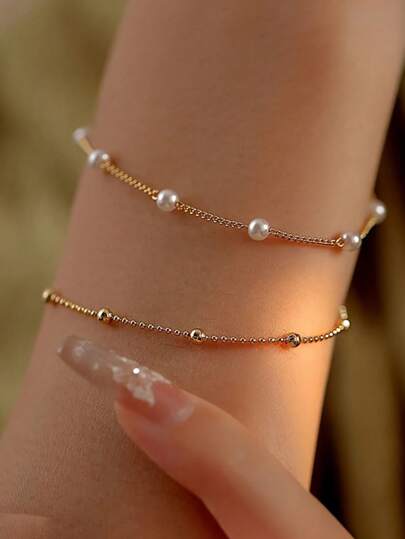 2pcs/Set Fashionable Elegant Minimalist Girl Bracelet - Suitable For Casual Daily Outfit - Gift For Friends