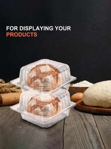 50pcs Portable Plastic Transparent Storage Boxes, Suitable For Packing Cakes, Cookies, Burgers, Salads, Swiss Rolls, And Other Kitchen Foods