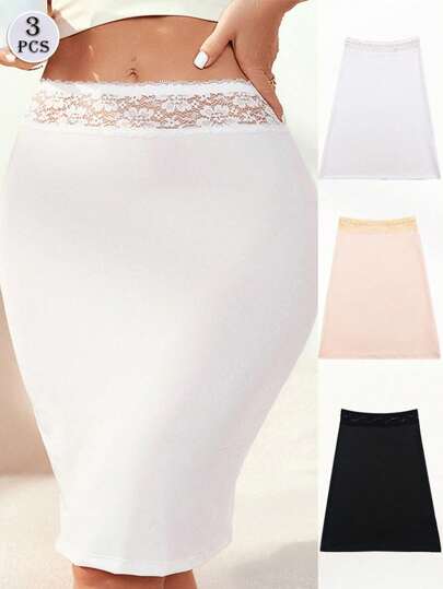 3 件/1 件女式蕾丝衬裙衬裙，防滑夏季纯色衬裙