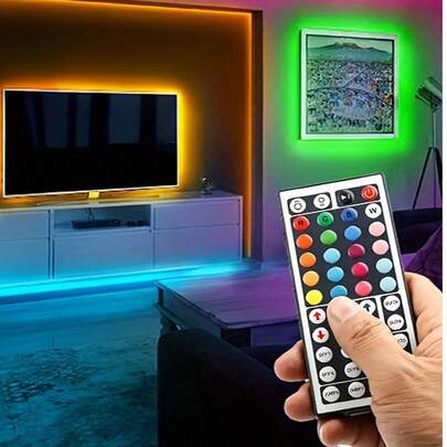1 pieza Control remoto de 44 teclas para tira de luz LED, adecuado para dormitorio, sala de estar, decoración del hogar, iluminación de fiesta, color y modo ajustables, decoraciones navideñas, regalos navideños, decoración navideña