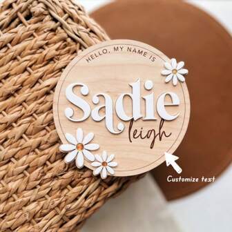 1PC Custom Boho Wood & Acrylic Personalized Name Sign, 3D Layered Handmade Rattan Wall Decor For Nursery Or Child's Bedroom - Gift For Baby Shower, Newborn, Girl Or Boy's Birthday