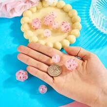 10pcs Sweet Pink 15/17mm Silicone Beads Mixed Set - With Round & Hexagonal, Transparent Heart-Shaped Color Dots Inside, Ideal For Jewelry, DIY Bracelets, Unique Keychains, Animal Beaded Pens And Other Handmade Accessories
