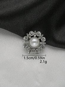 4 件/包奢华金属空心仿珍珠水晶纽扣，适用于鞋子、帽子、包包、服装、头饰、围巾、婚礼花束、DIY 珠宝配饰 - 彩色 - 查看 11