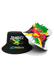 Cappello da secchio casual di moda con stampa giamaicana per primavera/estate, cappello da spiaggia da viaggio all'aperto con protezione solare, unisex