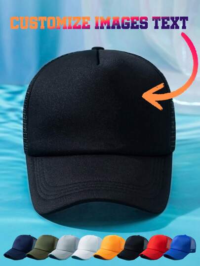 1pc Customized Mesh Baseball Cap, Can Customize Text/Name/Slogan, Image/Photo, Spring/Summer Breathable, UV Protection, Adjustable Size Trucker Hat, Outdoor Casual Travel Beach Camping Team Building, Gift For Friends/Parents/Children/Valentine's Day/Mother's Day,Customized Hats,Vintage Outfit