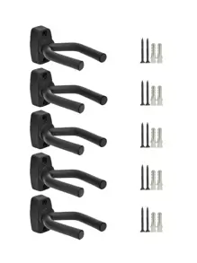 Soporte de pared para 6/4/3/2/1 piezas de guitarra, 4 paquetes, soporte de pared para guitarra con ganchos y tornillos, fácil de instalar, apto para guitarras de todos los tamaños, bajo, mandolina, banjo, ukulele