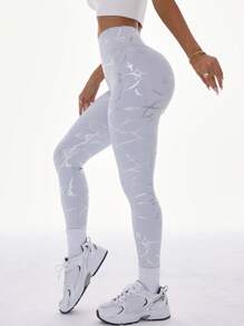 High-Waisted Tummy Control With Booty-Lifting Seams, Artistic Foil Print For Gym & Streetwear,Waist-Cinching & Butt-Lifting | Fashion-Forward Metallic Leggings You Can Wear Anywhere,Anatomical Booty-Lift Seams,Metallic Foil Craftsmanship,High-Waisted Compression,Age-Defying,Seamless Transition From Studio To Street,Women's Metallic Yoga Pants