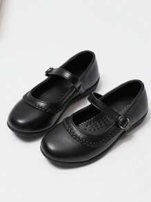 1 双青少年和儿童简约蝴蝶结装饰 PU 皮革表面休闲时尚可爱平底鞋，独特新设计