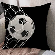 1 Piece, Sports Themed Printed Pillowcase, Black Pillowcase, Soccer Net And Soccer Digital Print. Sofa, Bedroom, Car Pillow, Suitable For All Year Round (Excluding Pillow Core). - Multicolor - View 1