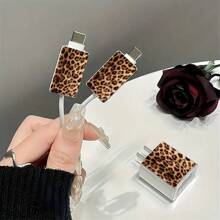Set de 3 protectores de cable de datos con estampado de leopardo, previene roturas, compatible con estuche protector de cargador de compatible con iPhone