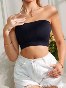 3pcs Women Padded Bandeau Camisole Top, Seamless Strapless Bra Undergarment For Students & Teens, Backless Slip-Proof Design - Multicolor - View 7