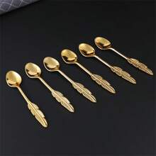 6 Peças Conjunto de Colheres de Café de Metal, Colheres para Café, Sobremesa, Fruta, Ideal para Celebrações de Feriados e Mesa de Jantar de Volta às Aulas