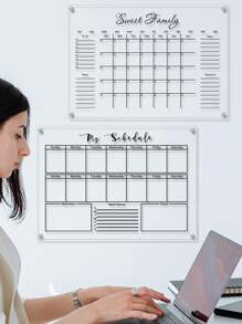 1pc Acrylic Weekly/Monthly Planner Board, Transparent Erasable Memo Writing Board, Hanging Display Board, Reusable Planning Notebook, Weekly Office Planner