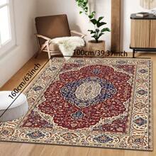 1pc Classic Style Retro Area Rug, 700g/Sqm Crystal Velvet, 5mm Thickness, Washable Non-Fading Carpet, Slip-Resistant, Suitable For Holidays And Any Space Including Hotel, Office, Sofa, Bedside, Kitchen, Laundry Room, Hallway, Porch, Entryway And Stairs Mother's Day