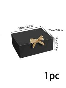 1pc Plain Color Gift Box With Gold Bow Ribbon, Kraft Paper Gift Box For Bridesmaid, Proposal, Housewarming, Wedding, Holiday, Baby Shower, Birthday, Valentine's Day Gifts - Multicolor - View 5