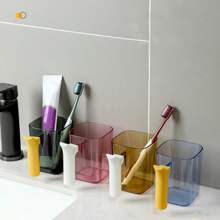 刷牙漱口杯家用刷牙杯情侣牙刷杯酒店高档牙具罐学生透明轻奢牙具杯 - 藍色 - 查看 7