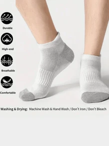 5 双男士中筒袜，高弹柔软透气休闲袜，适合男女日常穿着，简约舒适的中筒袜，时尚短袜 - 彩色 - 查看 10