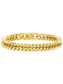 1/5pcs Stainless Steel Minimalist Lobster Clasp Chain Bracelets, Suitable For Men's Daily Wear And Holiday Gift Set - Gold - View 8