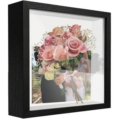 8x8 Shadow Box Frame Display With Letter Stickers, 3D Picture Frame, Display Box Memorabilia, Items, Wedding Memories, Crafts, Tickets And Photos (White, 8x8)2025