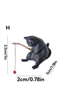 1pc Cat Fishing At Aquarium Decoration, Fishing Cat Ornament For Fish Tank, Tabletop Decorative Kitten Fishing Figurine - Multicolor - View 14