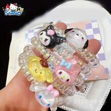 Sanrio 1pc Summer New Cartoon Phone Coil, Rubber Band Tied Bun, Ponytail Hair Tie, Cute And Versatile Hair Accessory