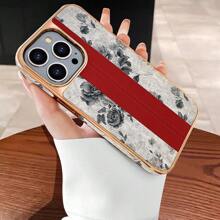VIETAO Golden Plated Flower Leather Cell Pone Cover Compatible With Iphone 11 12 13 Pro Max Fashion 12pro 13pro Mobile Case For Women