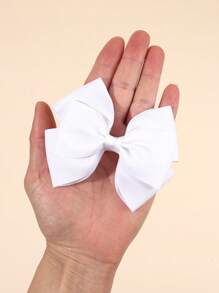 2pcs White Hair Clips, Suitable For Girls, White Elegant Ribbon Bow Hair Clips, Cute Solid Color Alligator Clips, Solid Color Bow Hair Clips, Children's Daily Hair Accessories