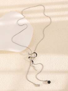 1 件可调节几何毛衣链项链吊坠配蛇饰，简约设计，时尚锁骨链