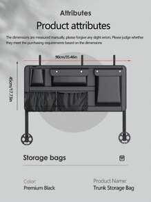 1pc Car Storage Bag, Multi-Functional Trunk Organizer Box, Large Capacity Universal Car Accessories Pouch - Black - View 11